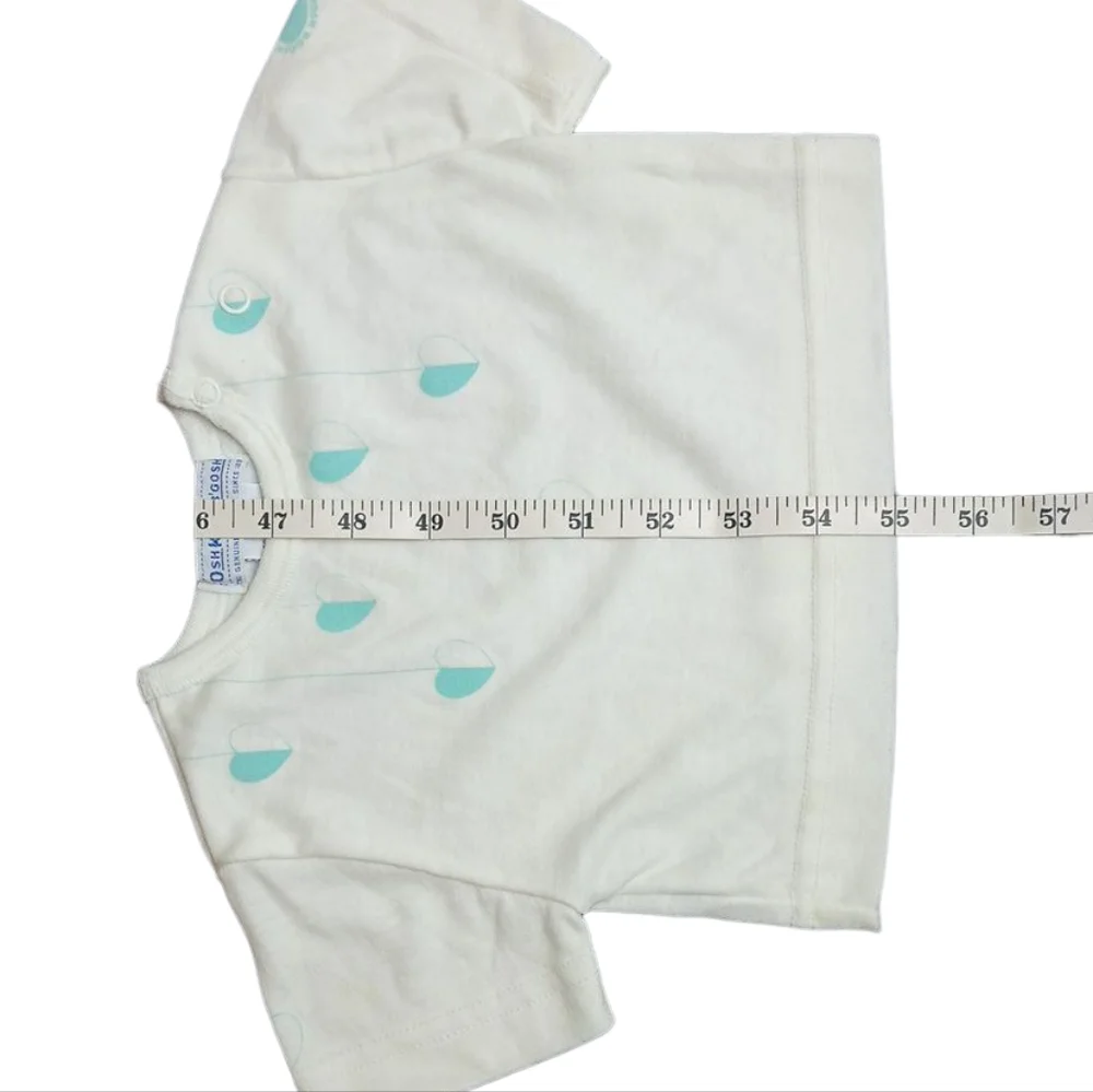 VTG Osh Kosh B'gosh‎ Kids White Shirt with Teal Heart Accents 12 Mos